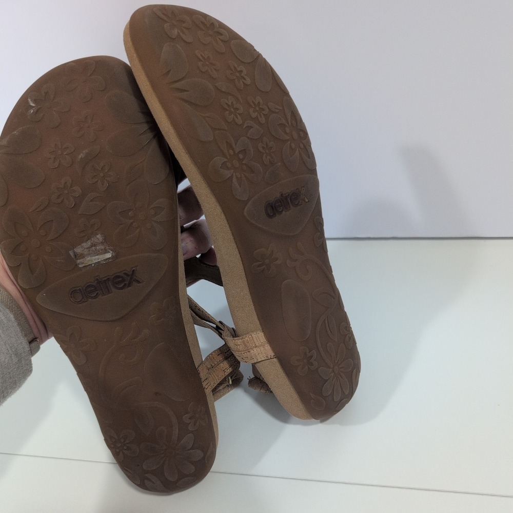 Aetrex Jane Cork Gold Metallic T-Strap Orthotic Sandals SE163W Womens 10 - Picture 6 of 8